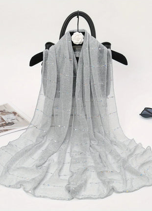 1PCS Spring and Autumn Women's High Elasticity sequin Chain Scarf, Wick Silk Long Scarf, Indian Scarf, Slide Silk Scarf