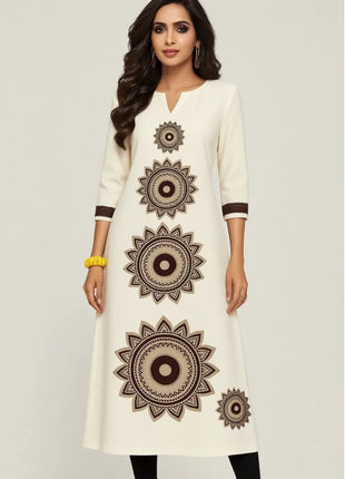 Dress Kurt women's Fashionable Long Sleeved Straight Tube Casual Elephant Pattern 2026 robe marocain islamic prayer clothes