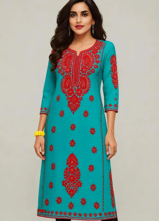 Muslim Kurt Flowers Women's Fashion Comfortable National style Straight Casual Ethnic Vestidos Slit hem Abito Donna