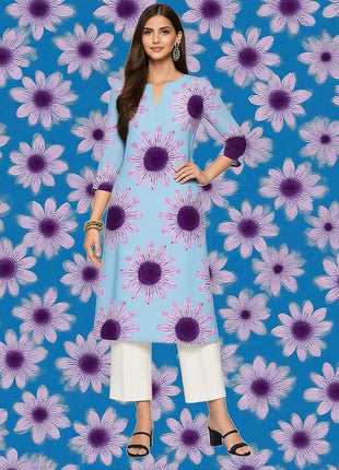 Muslim Kurtta Women's Casual Fashion Dress Long Sleeved Straight Tube Casual Ethnic Flower Abaya Musulmane Modest Dress