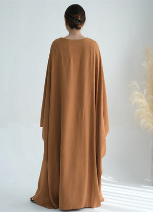 Ramadan Eid Soft Crepe Khimar Batwing Abaya Dubai Islam Muslim Modest African Dresses For Women Kaftan Kebaya Robe Femme Musulma