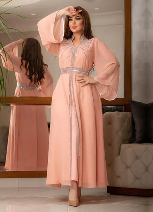Luxury Abaya Diamonds Muslim Elegant Women Dresses Caftan Moroccan Dubai Kaftan Gown Evening Party Eid Long Maxi Dresses
