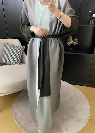 Wind Coat for Women 2024 Autumn New Style Gradient Color, Plus Fat and Enlarged Bat Sleeves, Scarf Style Long Outerwear