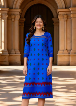 Muslim Peacock Kurtta Women Casual Fashion Dress National style Straight Tube Casual Ethnic Abito Donna Musulmana Turkish Abaya