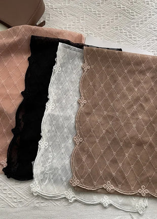 Court Style Embroidery Flower Lace Scarf Long Silk Women's Spring Summer Seaside Vacation Shawl Headscarf