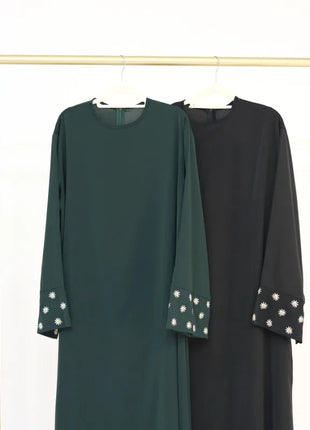 2024 Daisy Embroidery Muslim Modest Dress for Women Eid Saudi Arabia Dubai Abaya Luxury Islam Turkey Holiday Party Jalabiya Robe