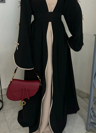 Eid Bow Abaya Women Cardigan Dress Muslim Party Caftan Robe Jalabiya Morocco Dubai Kaftan Islam Vestidos Largos Ramadan 2025