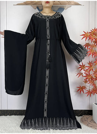 2025 New Abaya Dubai Luxury Muslim Dress for Women Elegant Arabic Femme Abaya Diamond Loose Islamic Long Sleeve Turkey Clothing