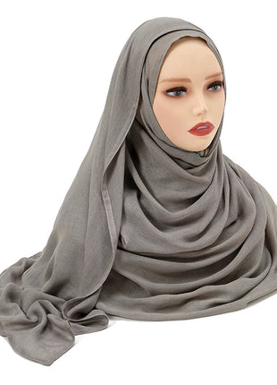Muslim Modal Hijab Rayon Cotton Shawls for Women Plain Scarf Big Size Headscarf Islamic Turban Headband 190*85cm
