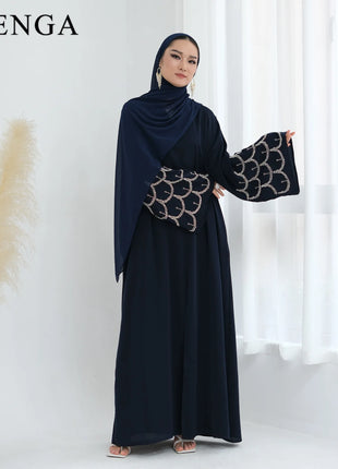 2025 Middle Eastern Islam Outfit for Muslim Women Luxury Dubai Modest Abaya Dress Eid Arabic Cardigan Plain Turkey Kaftan Robe