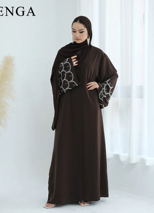 2025 Middle Eastern Islam Outfit for Muslim Women Luxury Dubai Modest Abaya Dress Eid Arabic Cardigan Plain Turkey Kaftan Robe