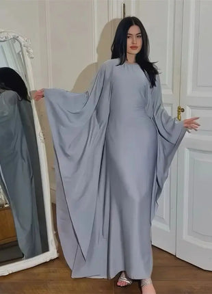 Eid Shiny Batwing Satin Abaya Dubai Luxury 2024 Muslim Abayas For Women Maxi Kaftan Dress Islamic Clothing Caftan Marocain Femme