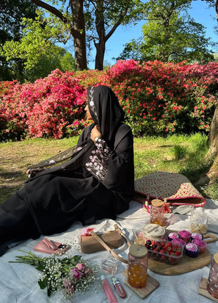 Luxury Embroidered Sleeve Cardigan for Muslim Women Ramadan Modest Abaya Dress with Hijab Elegant Islamic Party Turkish Outfit