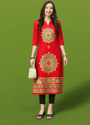 Muslim Women's Kurtta Casual Fashion Dress Straight Tube Casual Ethnic Flower Muslim Fashion Long Sleeve Dresses National Style