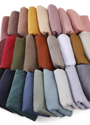 New Breathable Soft Solid Color Silver Silk Crumpled Shiny Pleated Shawl Women's Hair Towel Scarf One Piece Dropshipping