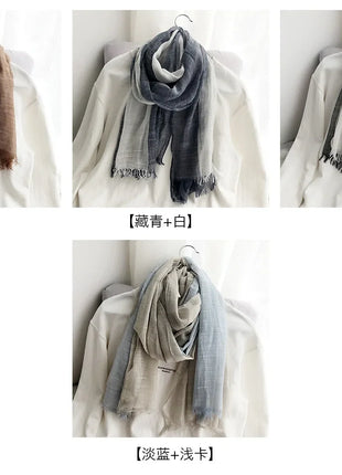 Thin Scarf Shawl New Cotton and Linen Women's Solid Color Sunscreen Muslim Headband Israel Saudi Arabia Japanese South Korea