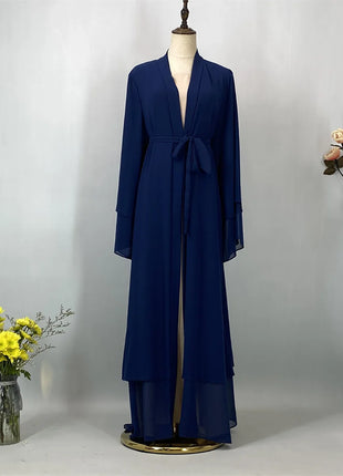 Ramadan Kebaya Chiffon Open Abaya For Women Muslim Dress Kaftan Islam Clothing Caftan Marocain Femme Modest Robe Dubai Kimono