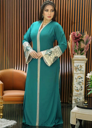2026 Eid Mubarak Dubai Abayas Muslim Women Long Sleeve Dress Party Evening Gown Caftan Marocain Turkish Islamic Clothing Boubou