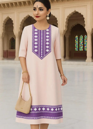 Women's Fashionable And Elegant Muslim Kurtta Straight Tube Casual Comfortable Dress 2026 Abito Donna Musulmana Slit hem