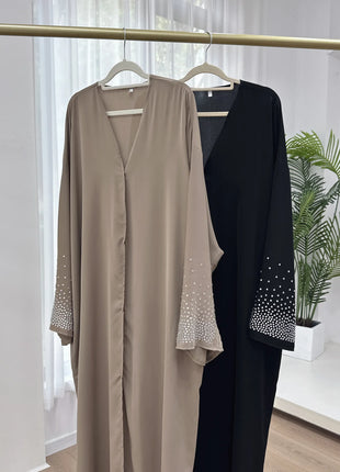 Eid Muslim Diamond Abaya For Women Button Cardigan Up Jalabiya Ramadan Dress 2026 Ramadan Caftan Party Long Robe Vestido Largos