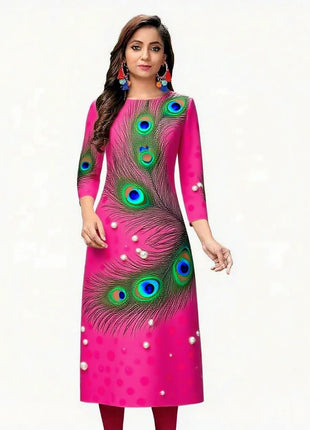 Muslim Kurtta Women's Turkish Abaya Comfortable Kurt Dress Straight Tube Slit hem Peacock Casual Ethnic Middle Eastern Arabic