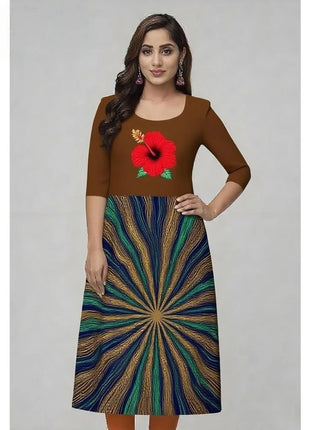 Muslim Kurtta Women Casual Fashion Dress Straight Tube Casual Ethnic Vetement Femme Flowers National style Kaftan Dress Moroccan