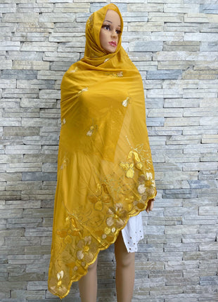 New Muslim Ramadan Scarf  Femme Musulman Foulard Hijabs For Woman African Islam Dubai Chiffon Sequins Embroidery Scarf Shawl