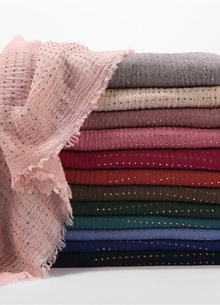 Rhinestone Plain Viscose Cotton Hjab Crinkle ShawI Muslim Head Scarf Big Long Pashmina Wrap Female Foulard Tudung Bawal