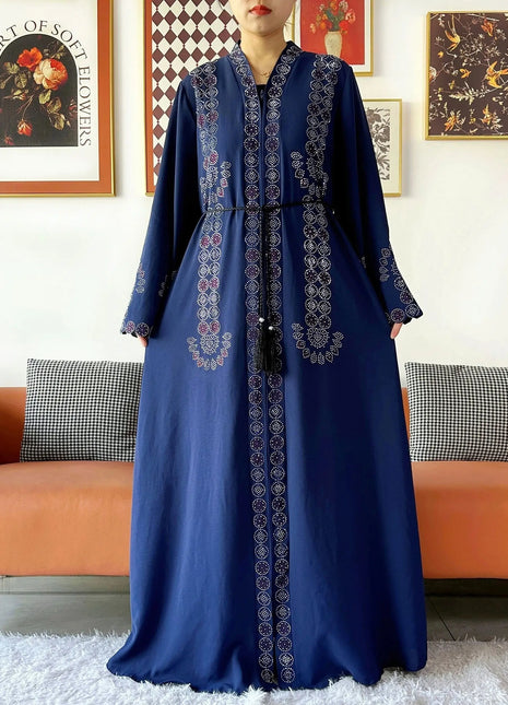 2025 Women Elegant Party Dress Chiffon Open Zipper Loose Abaya Muslim Women Dress Islamic Clothing Cardigan Abaya Muslim Dress