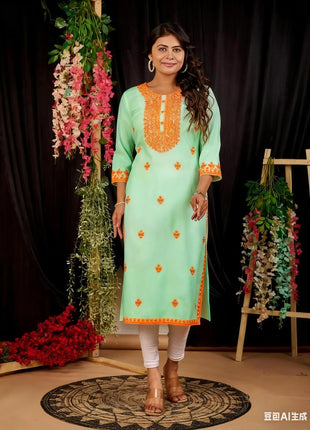 Muslim Dress Kurt Fashionable Elegant Straight Tube National Style Flowers Pattern Noble Skirt Slit Hem Abito Donna Musulmana