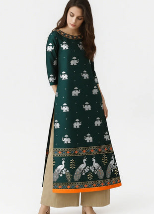 Muslim Kurt Flowers Women's Fashion Comfortable National style Straight Casual Ethnic Vestidos Slit hem Abito Donna