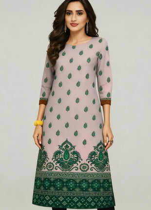 Muslim Dress Kurt Women's Fashionable Elegant Straight Tube Casual Kurtta Color Elephant Pattern Abaya Femme Dubaï Slit hem