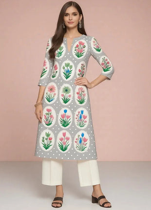 Muslim 2026 Women's Kurt Fashionable And Elegant Straight Tube Casual Peacock Pattern Flowers Comfortable Dress Abayas Femme