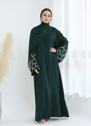 2025 Middle Eastern Islam Outfit for Muslim Women Luxury Dubai Modest Abaya Dress Eid Arabic Cardigan Plain Turkey Kaftan Robe