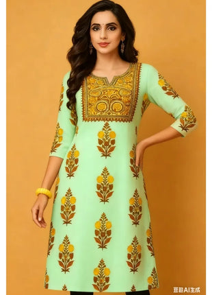 Muslim Women's Kurt Casual Fashion Dress Straight Tube Casual Ethnic Flower Muslim Fashion Long Sleeve Dresses National Style