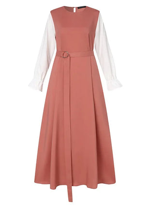 Women Eid Muslim Dress Morocco Party Dresses Patchwork Dubai Kaftan Ramadan Islam Vestidos Arab Long Sleeve Loose Abaya Belt