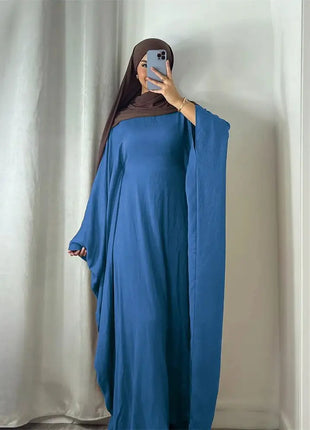 Ramadan Eid Soft Crepe Khimar Batwing Abaya Dubai Islam Muslim Modest African Dresses For Women Kaftan Kebaya Robe Femme Musulma