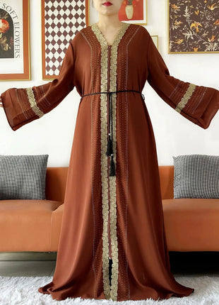 Newest Women Party Dress Chiffon Lace Open Abaya with Zipper Muslim Women Abaya Islamic Clothing Cardigan Muslim Loose Dress