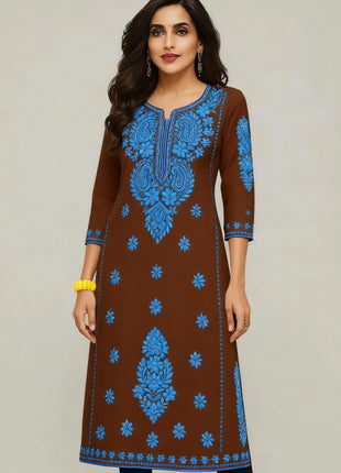Muslim Kurt Flowers Women's Fashion Comfortable National style Straight Casual Ethnic Vestidos Slit hem Abito Donna