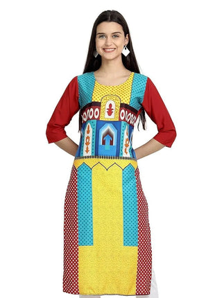 Muslim Kurtta Women's Casual Fashion Dress National Style Straight Tube Casual Ethnic Abito Donna Musulmana Slit hem