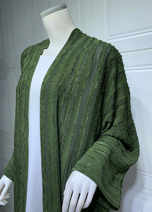 2024 New Fashion Muslim Kimono Abaya Solid Striped Retro Ethnic Cardigan Robe Dubai Middle Eastern Saudi Arabia Eid Clothes