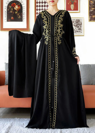 2025 New Elegant Women Abaya Long Sleeve Chiffon Loose Open Abaya Muslim Islamic Clothing Cardigan Style for Special Occasions