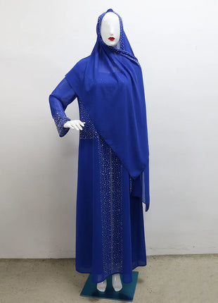 Eid Women Two Piece Set Hijab Party Dress Muslim Abaya Diamond Scarf Dresses Vestidos Mujer Kaftan Abayas Robe Elegant 2026