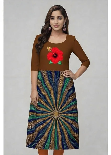 Muslim Kurtta Women Casual Fashion Dress Straight Tube Casual Ethnic Vetement Femme Flowers National style Kaftan Dress Moroccan