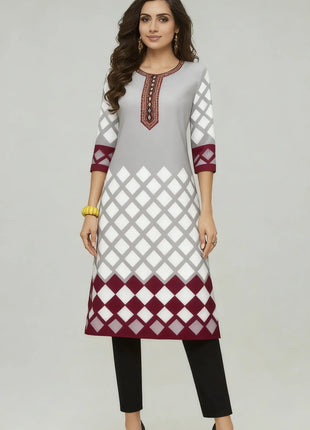 Muslim Women's Kurtta Casual Fashion Dress Straight Tube Casual Ethnic Slit hem Muslim Fashion Abito Donna Turkish Abaya