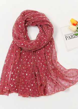 Glitter Shimmer Muslim Hijabs Fashion Solid Bubble Chiffon Scarf High Quality Shawl Scarves Silver Crinkle Woman Headscarf
