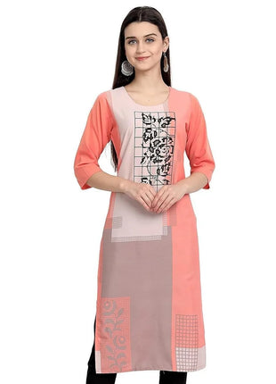 Muslim Women Kurt Casual Dress Slit hem Straight Casual Ethnic Peacock Mandarin Flowers Regular Size 3D Design Suitable