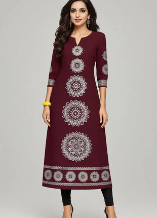 Muslim 2026 Dress Kurt Women's Fashionable And Elegant Long Sleeved Straight Tube Casual Round Neck Colorful Pattern Noble Skirt
