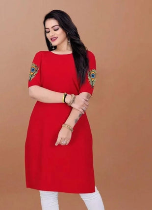 Muslim Women's Kurt Fashionable And Elegant Peacock Straight Tube Casual Comfortable Dress 2026 Abito Donna Musulmana Slit hem