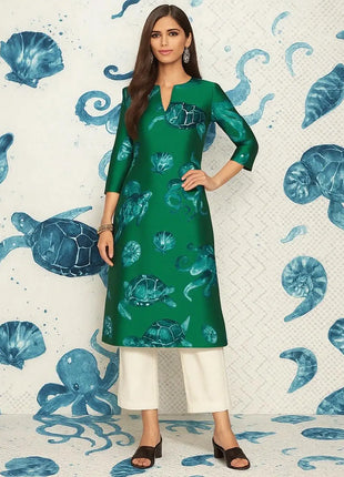 Muslim 2026 Women's Kurt Fashionable And Elegant Straight Tube Casual Peacock Pattern Flowers Comfortable Dress Abayas Femme